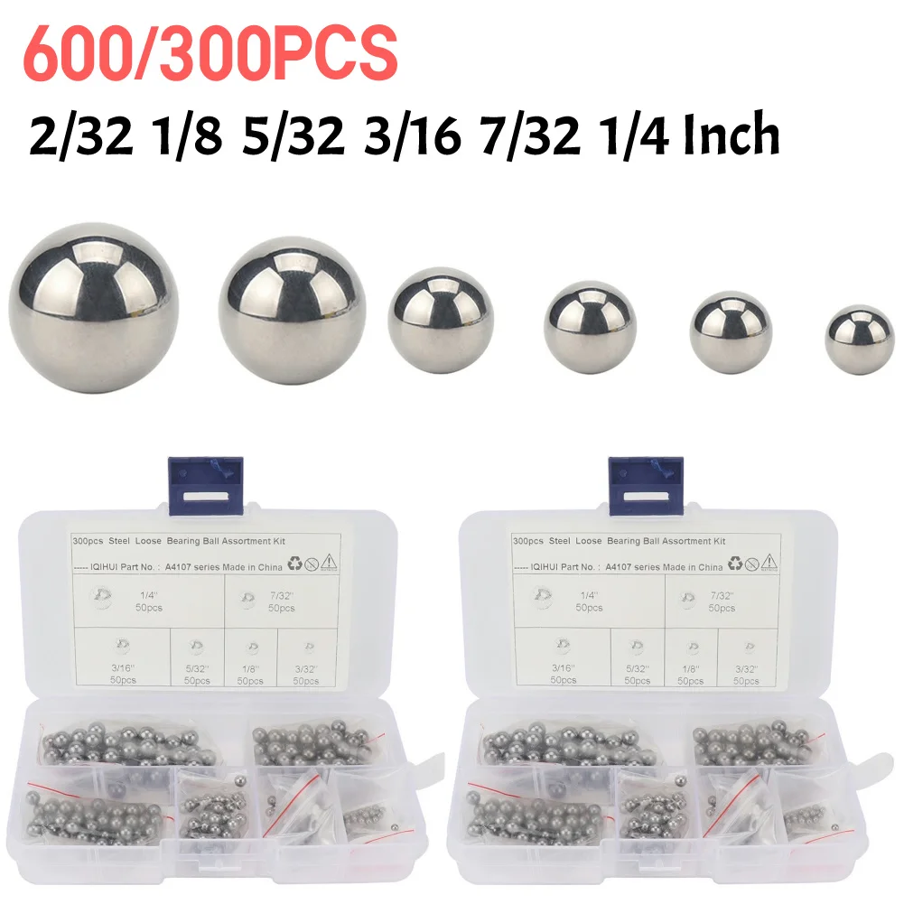 300x Assorted Precision Steel Bearing Balls 2/32 1/8 5/32 3/16 7/32 1/4 Grade 25 High Precision Bearing Balls Smooth Ball