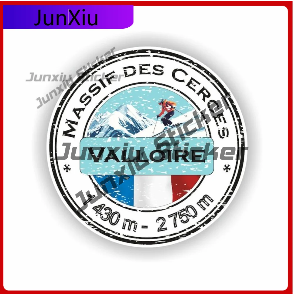 

Valloire Massif des Cerces France Ski Snowboard Sticker Durable Car Sticker For Helmet Door Waterproof Decoration Auto