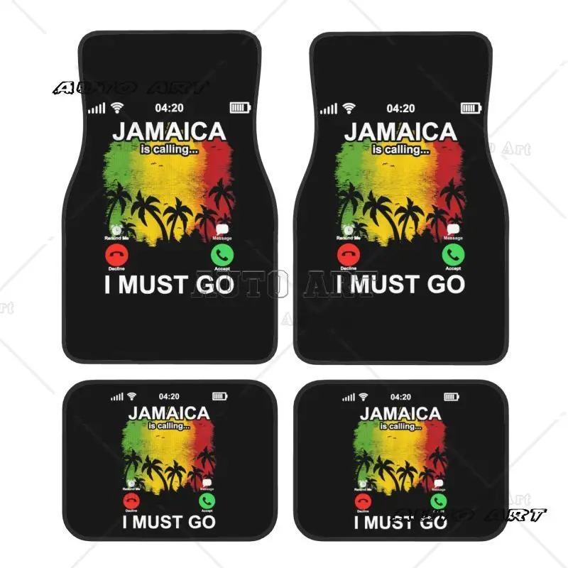

Jamaica Flag Printed Car Interior Decal Set of 2 Women's Anti-Slip Front Seat Floor Mat Suitable for All Seasons