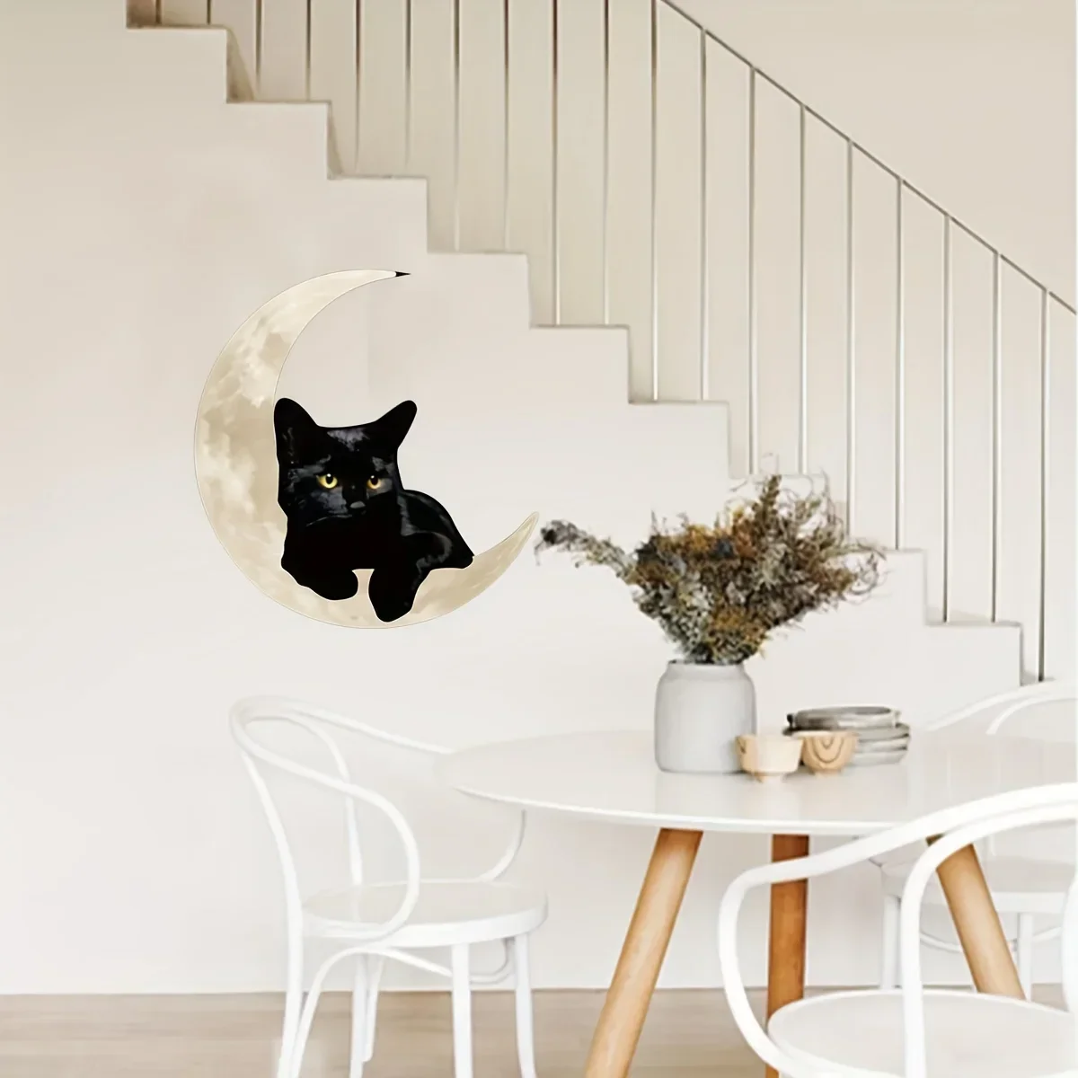 

Metal Iron Crafts Black Cat on Moon Wall Art Wall Sticker for Living Room, Outdoor Decor, Home Decor, Bedroom Hanging Wall Art