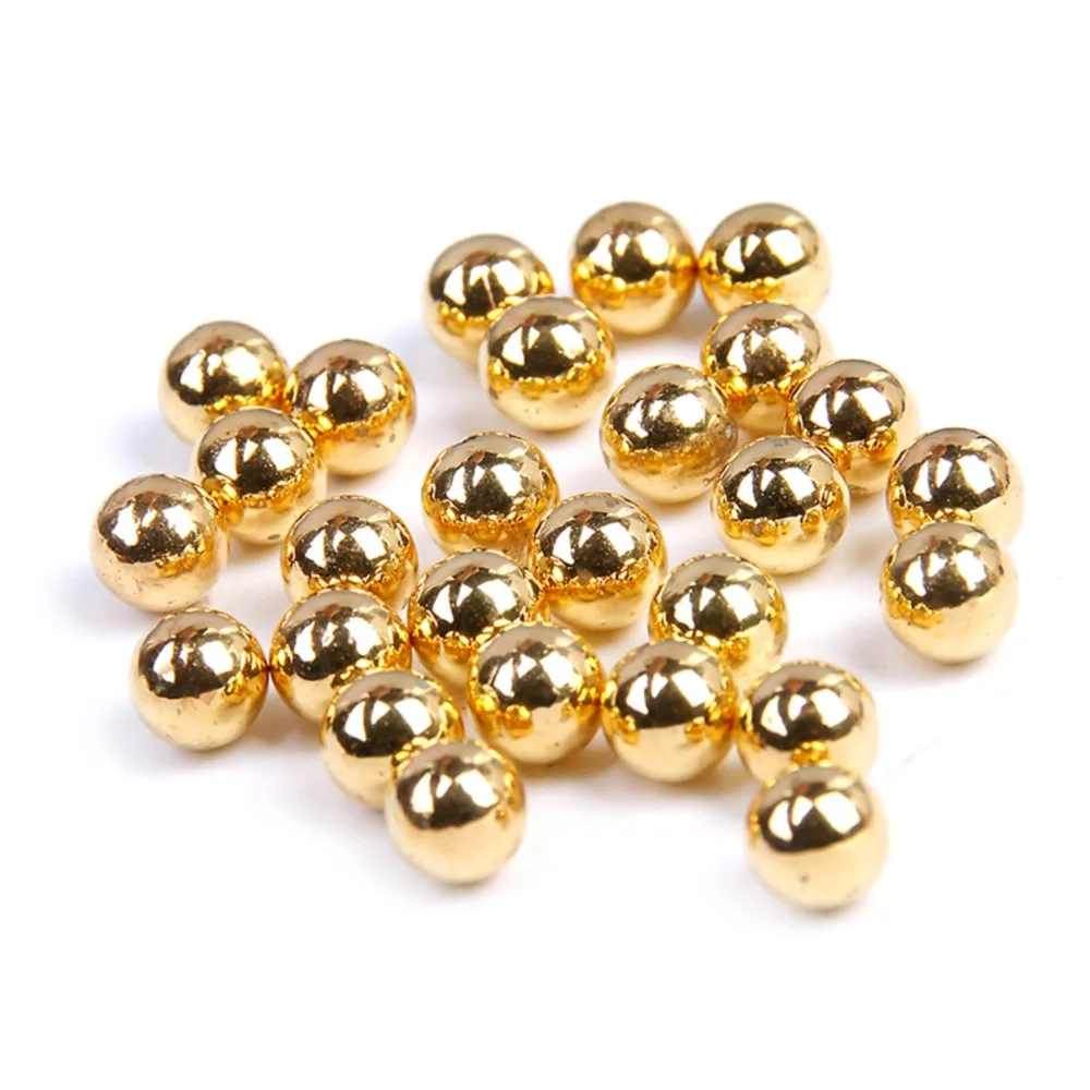 

4mm-10mm Small Bag Metallic Gold Glitter Resin Beads Pearl Imitation Round No hole Clothes Shoes DIY Decorations New Design