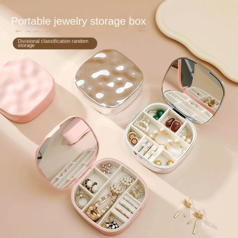 С зеркалом, коробка для хранения ювелирных изделий, влагостойкий пылезащитный органайзер для ювелирных изделий, большая вместимость, изысканный футляр для хранения сережек