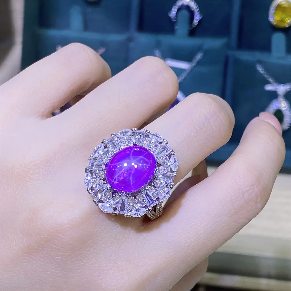 Temperament 10*12mm Amethyst Zircon Pigeon Egg 925 Silver Ring for Women Original Banquet Statement Vintage Jewelry 2023 New