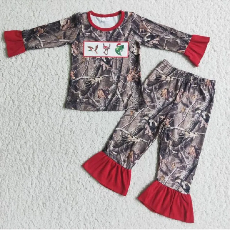 

New Spring Fashion Kids tree trunk and leaves girl long-sleeved trousers Boutique Wholesale Baby Girls Children Clothing Outfits