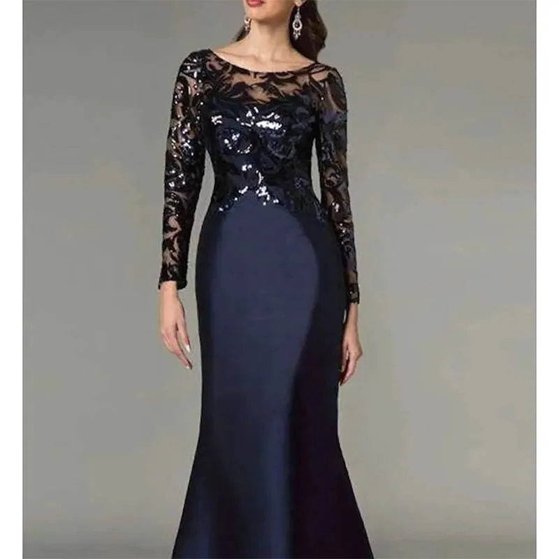 Robe sirène élégante pour mère de la mariée, bijou à paillettes, manches longues, fête de mariage formelle, tout ce que vous voulez