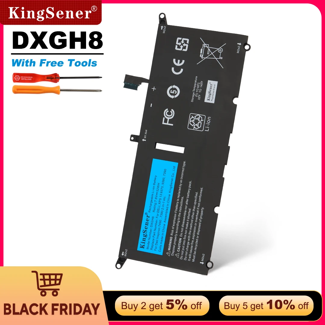 

KingSener DXGH8 Аккумулятор для ноутбука DELL XPS 13 9380 9370 7390 для DELL Inspiron 7390 2-в-1 7490 G8VCF H754V 0H754V P82G