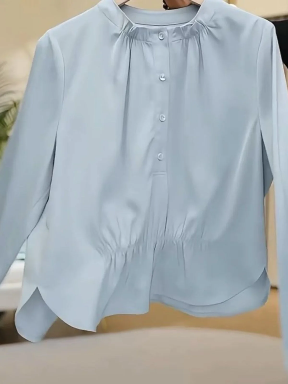 

Элегантный женский топ с длинным рукавом, свободного кроя, плиссированный, для ранней осени, новый, в корейском стиле, из полиэфирного волокна