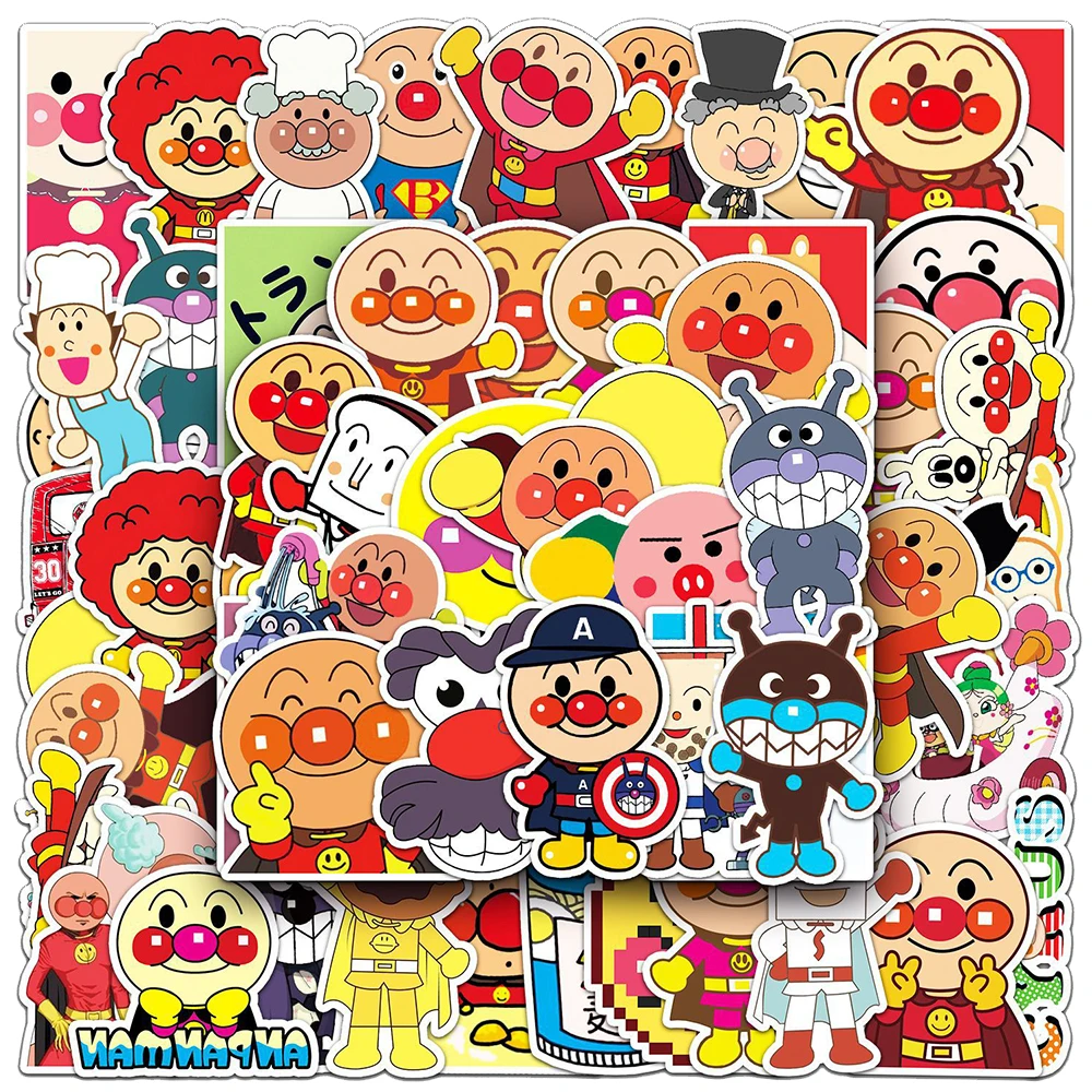 10/30/52pcs Cute Anpanman Cartoon Stickers for Kid Toy Decal Waterproof Suitcase Skateboard Luggage DIY Fun Anime Sticker Packs