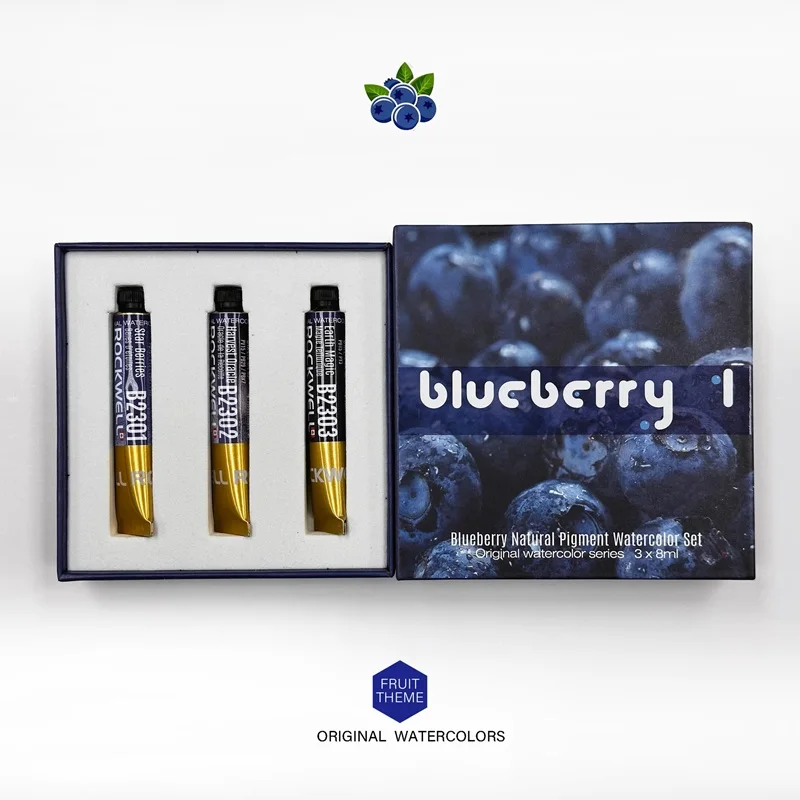 

Rockwell Blueberry natural pigment artists watercolor set original acuarela series 3X8ml