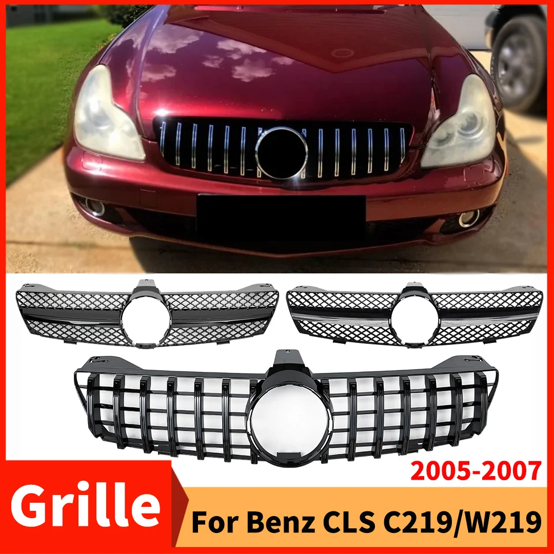 Front Grille For Mercedes Benz CLS C219 W219 2005 2006 2007 like CLS350 CLS500 Inlet Mesh Bumper Grill Grid Tuning Accessories