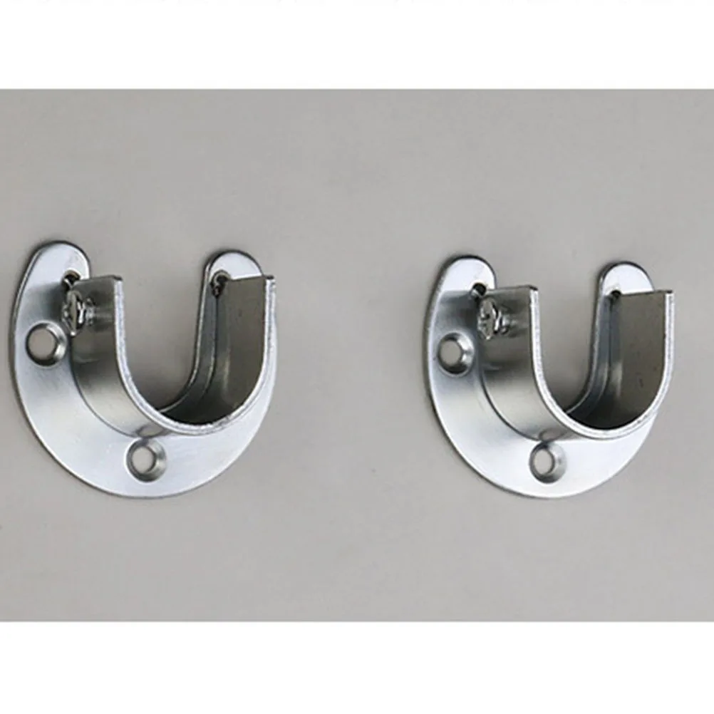 

4Pcs Stainless Steel Thick U-Shaped Clothes Rail Bracket Stable Solid Closet Clothes Rail Rod Support Heavy Duty Round Tube