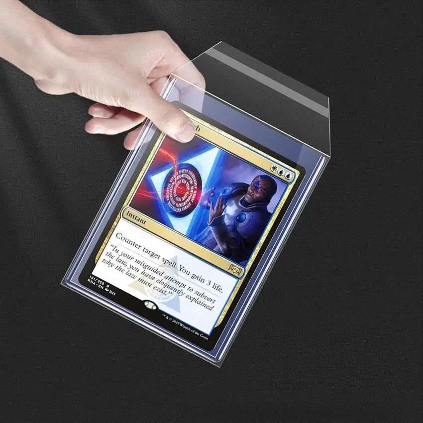 100PCS Clear Magnetic Card Holder Protective Film Hard Plastic Card Sleeves For 35PT-100PT Waterproof Protector Game Photo Cards