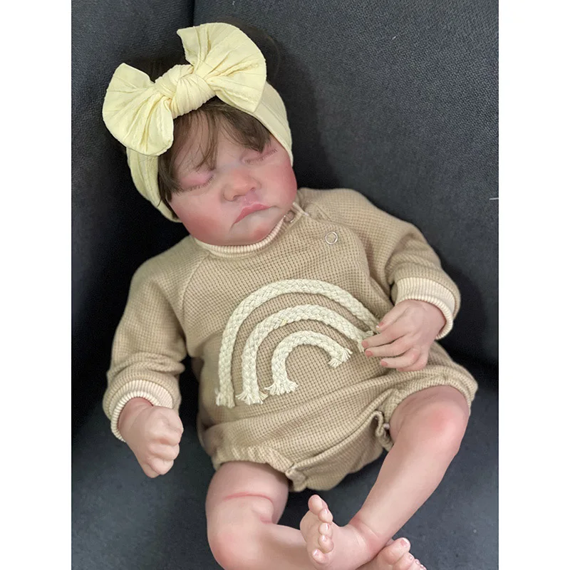 48cm Newborn Baby  Doll Levi with Hand Rooted Hair 3D Skin Visible Veins Collectible Art Doll