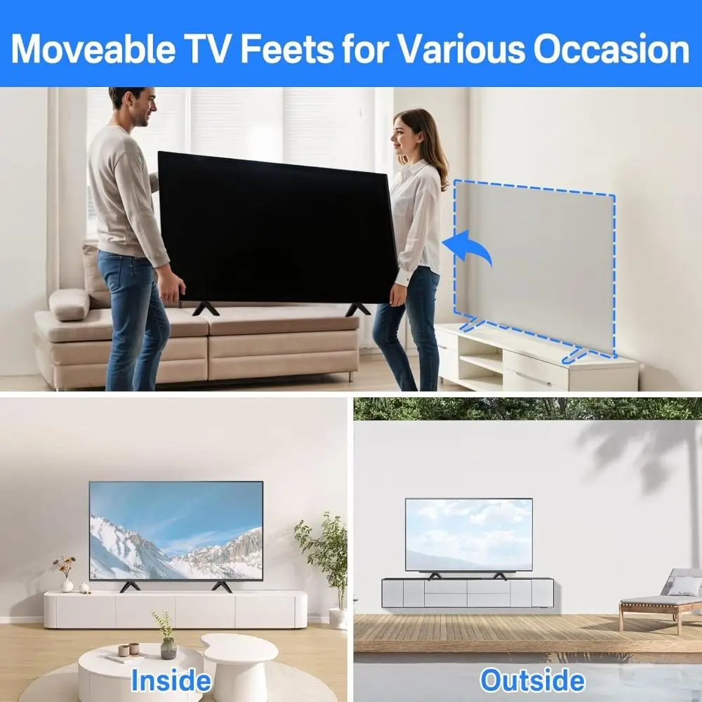 Universal TV Base Stand Legs With Non-slip Pads Black Television Tabletop Foot With Screws TV Stand Leg Base Bracket Living Room