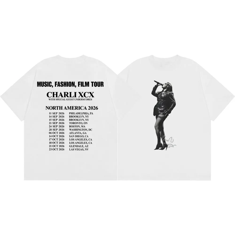 Singer Charli Xcx Music Fashion Film Tour 2026 T-shirts Men Women Rock Punk T Shirts Summer Casual Loose Short Sleeve T-shirt