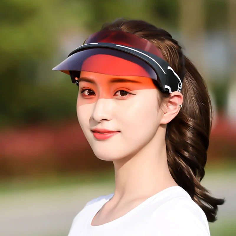 

Red Clear New Golf Cap for Running Driving Adjustable PVC Breath Empty Top Caps Sun Visors New Outdoor Sport Sunshade Hat Unisex