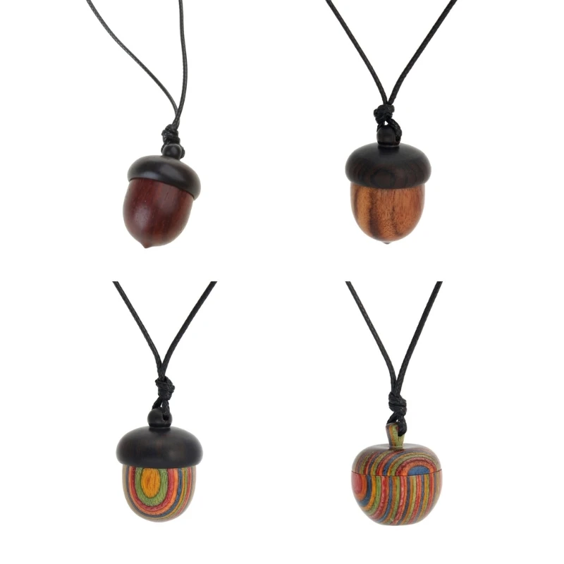 Wooden Acorns Choker Necklace Ethnic Storage Pendant Necklaces Wax Rope Dropsale