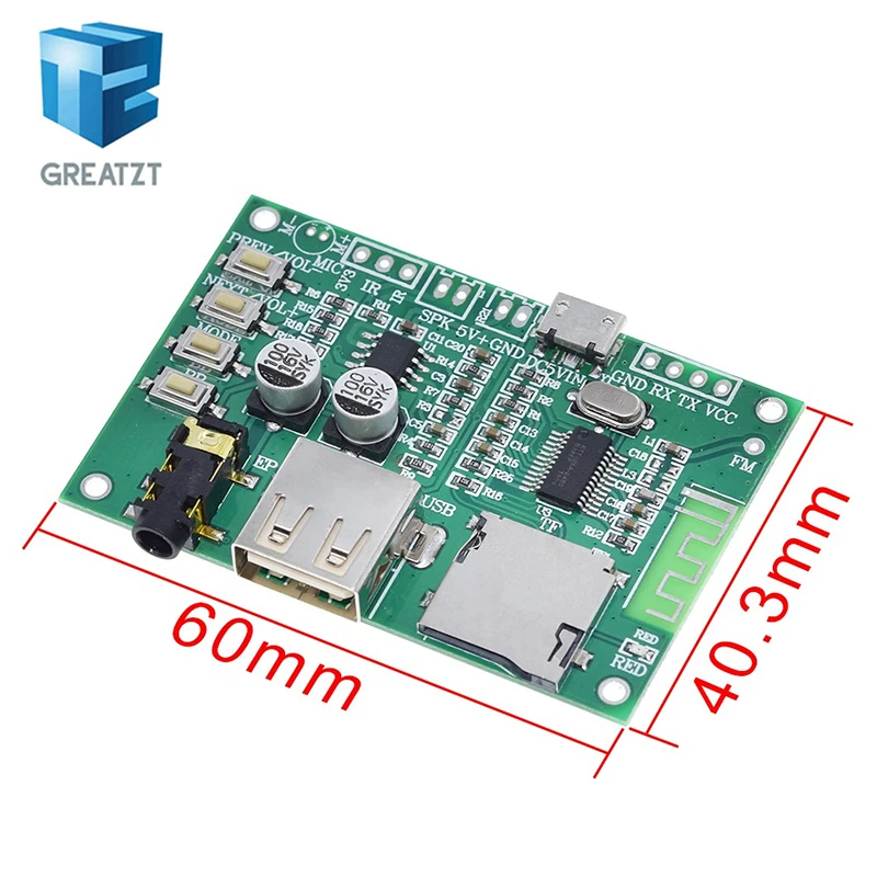 BT201 Dual Mode 5.0 Bluetooth Lossless Audio Power Amplifier Board Module Tf Card U Disk Ble Spp Serial Port Transparent Trans