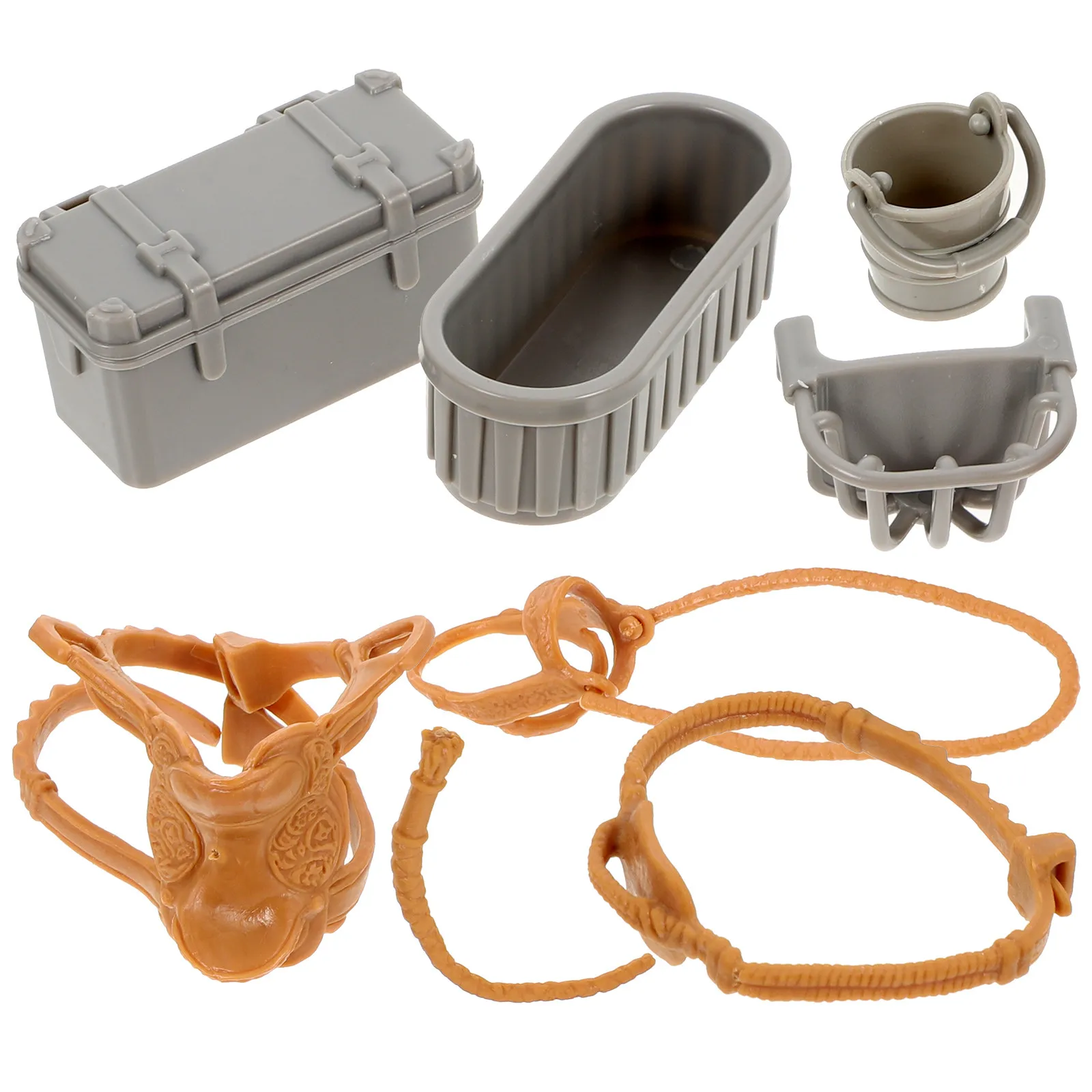 

1Set DIY Farmhouse Accessory Set Detachable Saddle Basket Trough for Kids Imaginative Play Microlandscape Design Kit