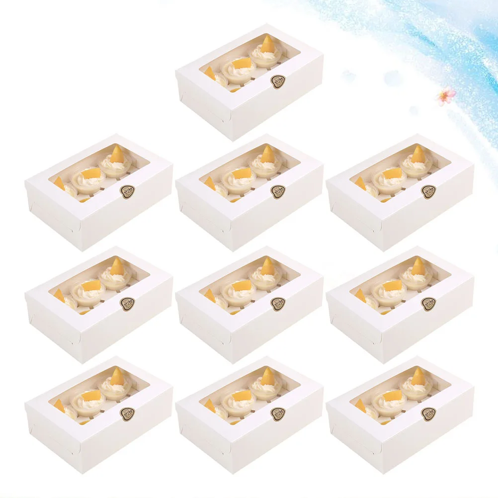 

Cupcake Cake Boxes 10pcs 6 Compartment Packaging with Clear View Window Muffin Container Baking Box