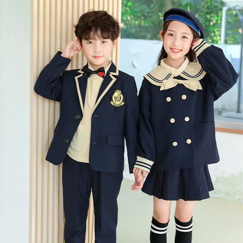 Kindergarten clothes Spring autumn British college style suit uniform Primary school suit Junior high school class uniform