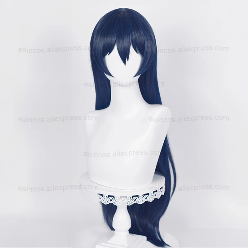 Anime Amor Vivo!, Amor Vivo! Umi Sonoda Cosplay Wig, Azul, Perucas Pretas, Resistente ao Calor, Cabelo Sintético, Longo, 80cm