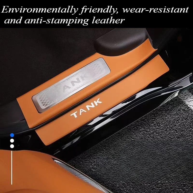 8PCS For Great Wall Motors Tank 500 Leather Threshold Strip Interior Modification Supplies Welcome Pedal Decorative Accessories