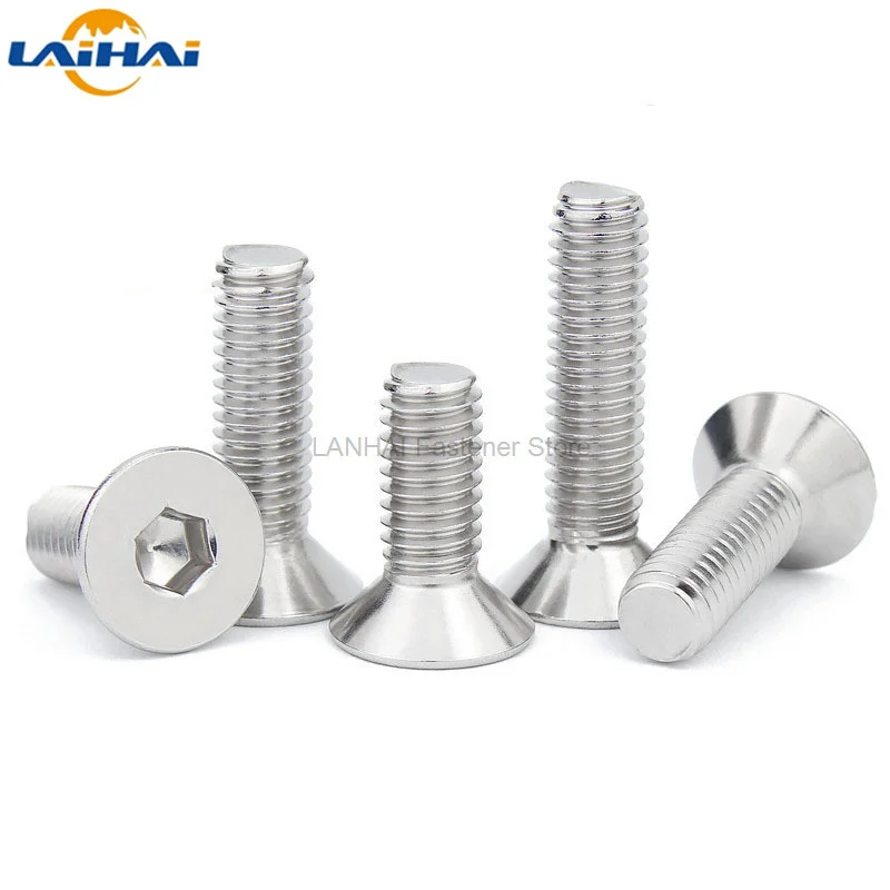 

10pcs UNC 1/4-20 US Coarse Thread 304 A2-70 Stainless Steel Hex Hexagon Socket Flat Countersunk Head Screw Bolt