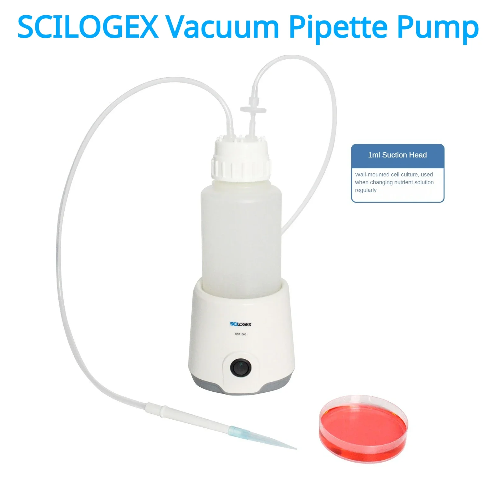 SCILOGEX DSP1000 Small Vacuum Aspirator Benchtop Pipette Pump for Cell Culture Waste Liquid Treatment