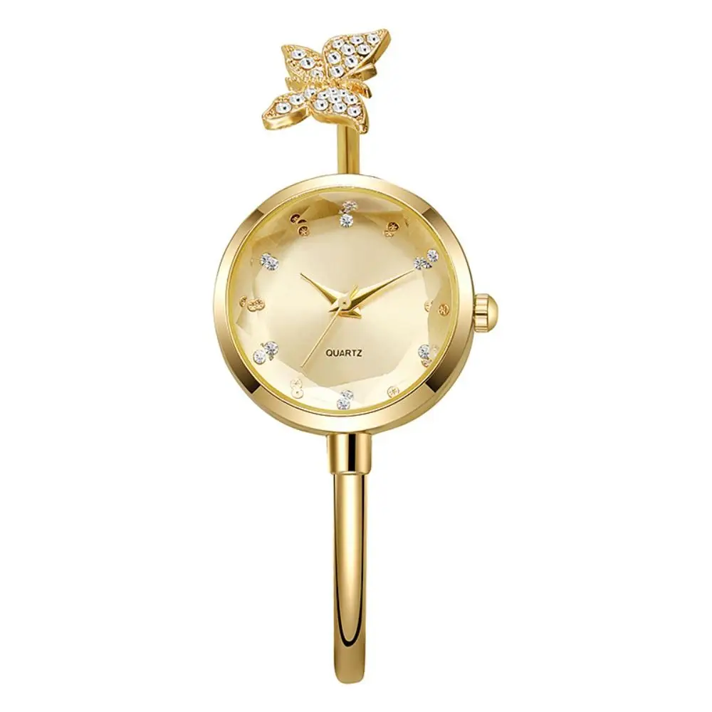 Mother of Pearl Dial Butterfly Bangle Watch Butterfly Motif Dainty Design Jewelry Bracelet Watch Open Cuff Quartz Movement