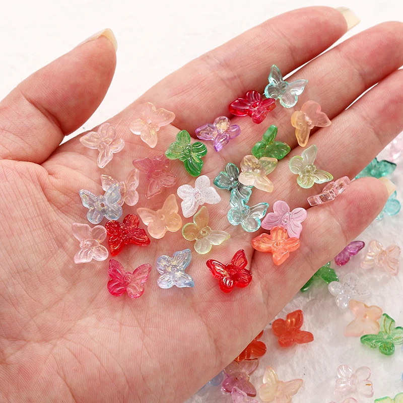 

10pcs Gradient Color Butterfly Glass Beads 11x9.5mm Loose Spacer Beads Charms For Jewelry Making DIY Necklace Bracelet Materials