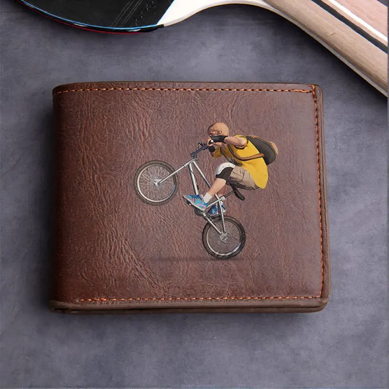 Carteira de PU Urban Rider Design Minimalista Leve Durável Homens Mulheres Acessório de Moda Estilo de Rua Biker Art Print