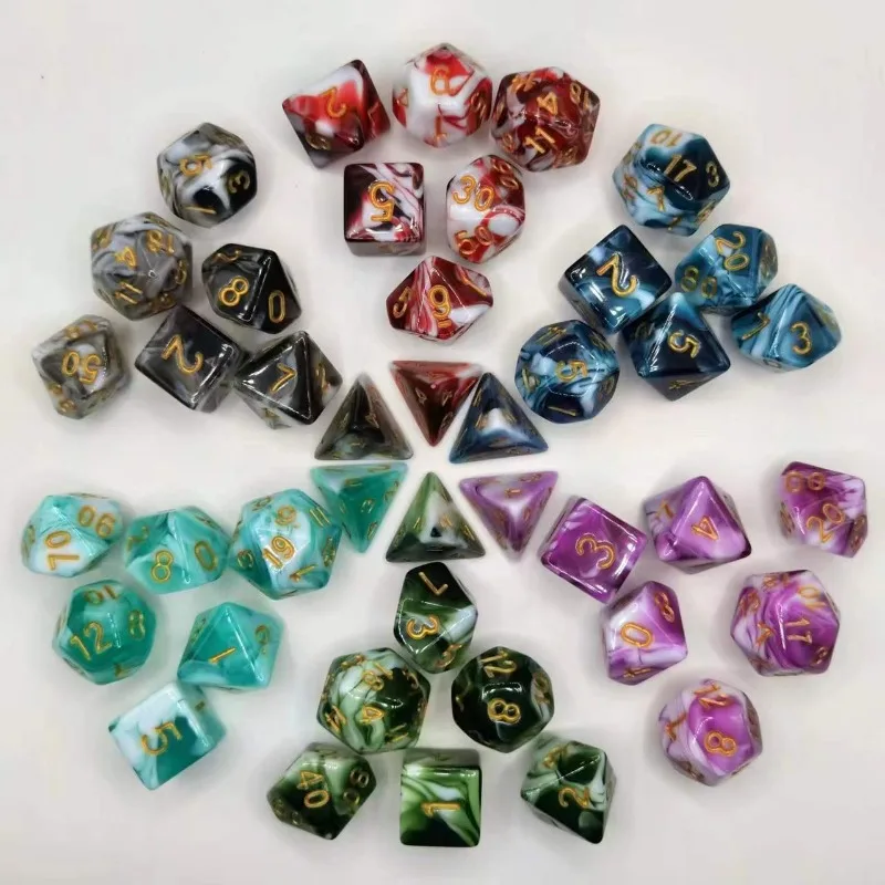 7 Pcs of Two Colors Polyhedral Digital Dice for TRPG RPG D20 D12 D10 D8 D6 D4 Table Game Board Game Number Dice Kit Dnd Dice Set