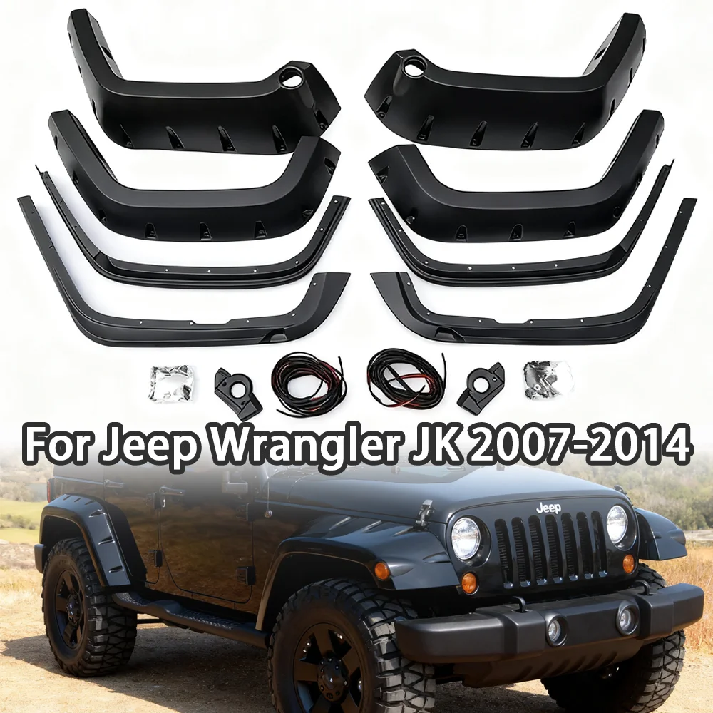 

Расширители крыльев для Jeep Wrangler JK 2007-2014 со светодиодными фонарями ABS Black 4X4 Off Road, брызговик для крыльев