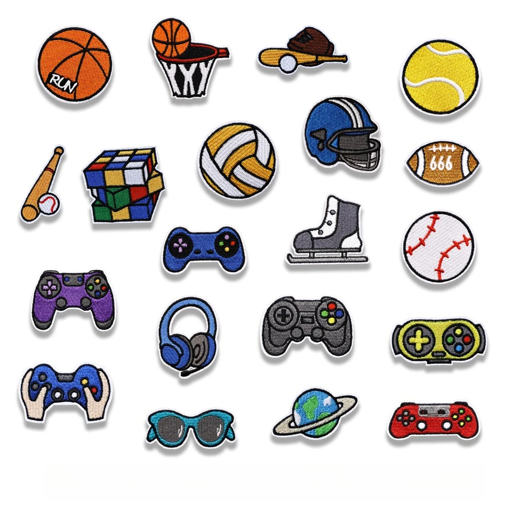 Various Balls Embroidery Sports Patch Baseball Tennis Basketball Rugby Small Appliques Cartoon Gamepad Iron-on Patches for Kids
