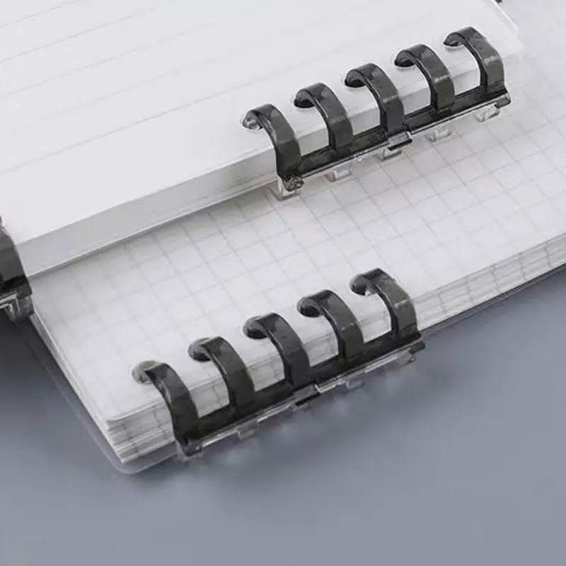 6pcs Black&Whtie Plastic Loose Leaf Paper Book Binder Rings Notebook Diary 6 Ring Craft Photo Album Stationery Office Supply