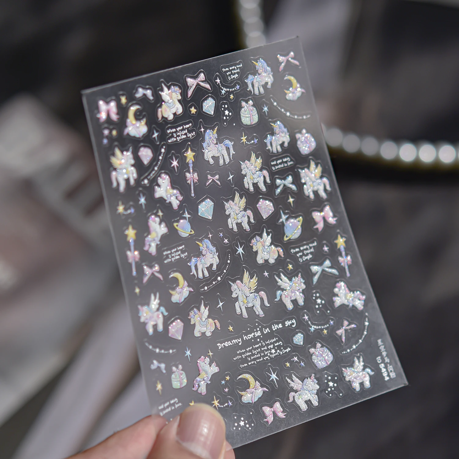 

1 шт., быстросохнущие наклейки для ногтей с мечтательным пони, украшения для дизайна ногтей в горошек со звездами для сказочных тематических вечеринок, наклейки для игр для девочек