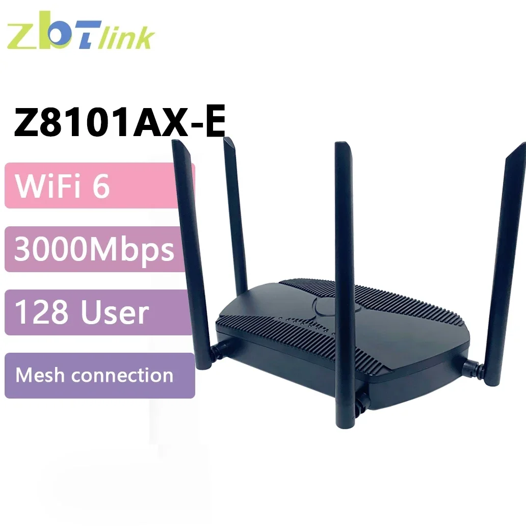 Zbtlink Wifi6 Wireless Router Openwrt 1800Mbps 5.8G 2.4G WIFI 128MB Flash 256MB RAM Gigabit LAN Hotspot for 128 User