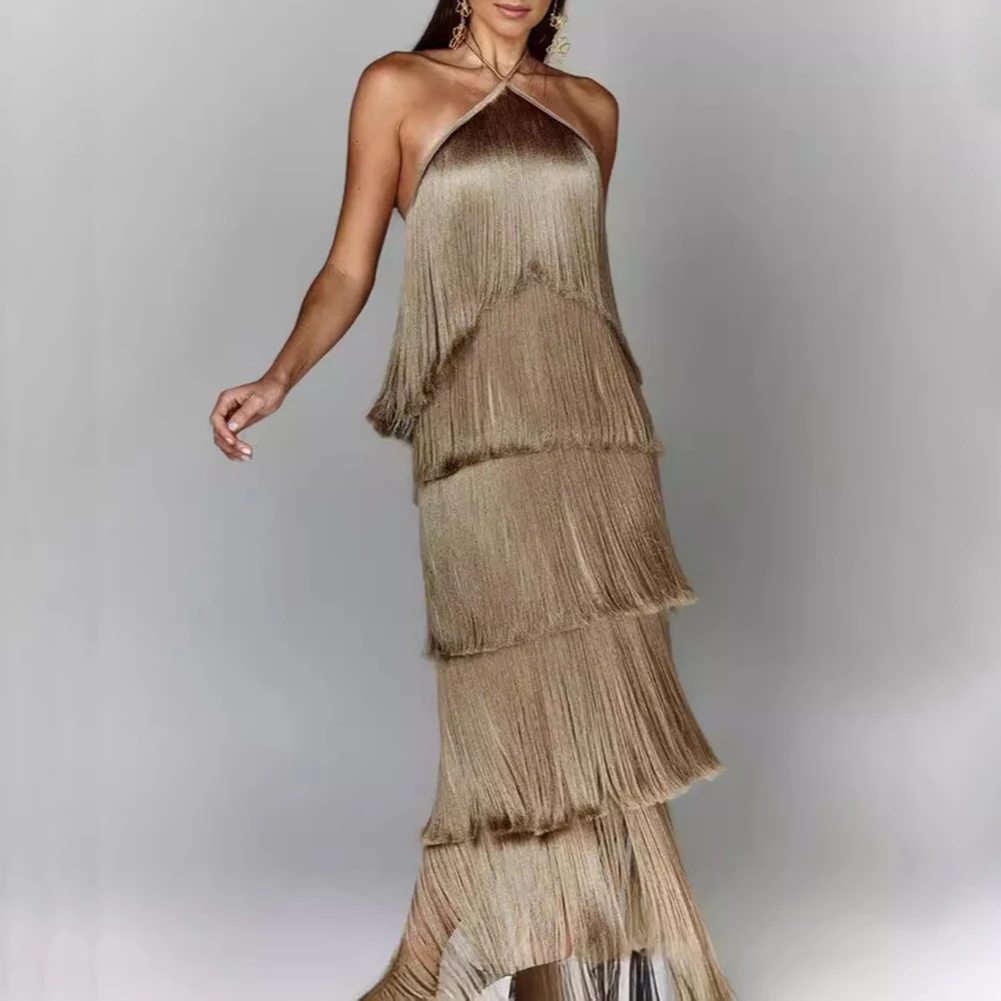 

Платье румбы цвета хаки с открытой спиной, модная вечерняя одежда, привлекательный силуэт трапециевидной формы, повседневные прогулки для повседневной носки