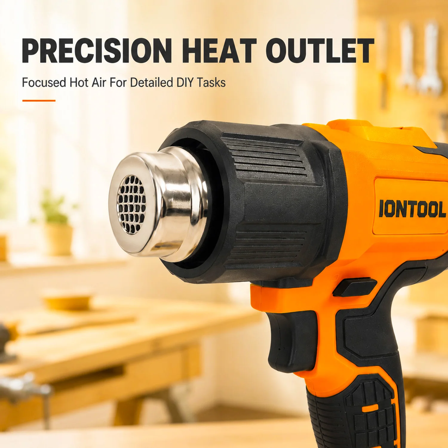 IONTOOL Yellow Cordless Hot Air Blower 550℃ 250-500LPM Dual Airflow Bare Unit for Plastic Tube Heating and Shaping