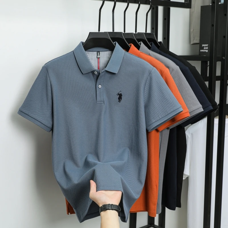 New men's high-quality short sleeved polo shirt, summer fashion, casual, comfortable, breathable and versatile top
