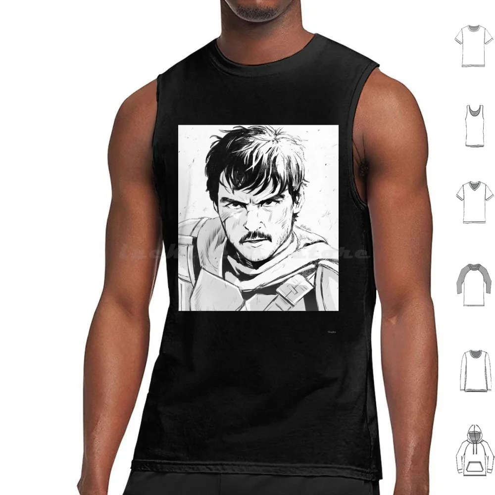 Mando Sketch Tank Tops Vest Sleeveless Pedro Pascal Pedro Pascal Javier Pena Mando Star Sw Child Actor Fan Fanart Last Us