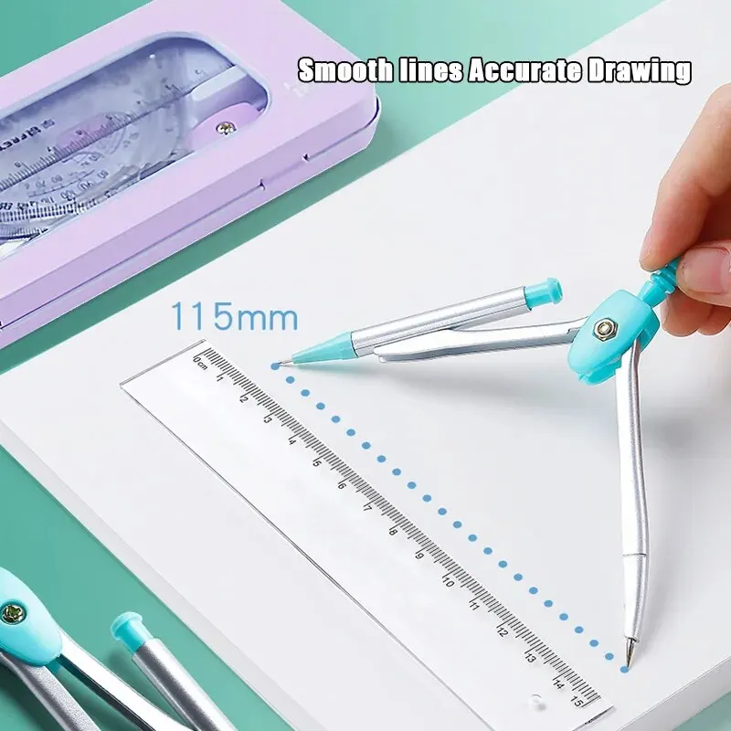 7-teiliges Kompass- und Lineal-Set, Schüler-Lineal-Set, niedliches reieckiges Lineal-Set, examenspezifisches Lineal, Box-Set, Lineal-Set, Schule beginnt