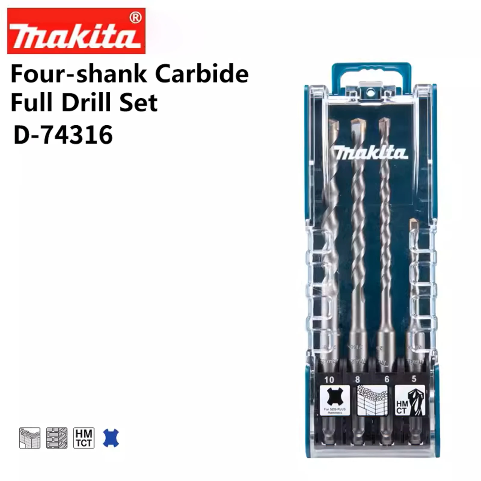 Makita-Jeu de forets à quatre fosses, jeu complet de forets en carbure, pièces d'outils de forage électrique, accessoires pour outils électriques, perceuse à haute dureté