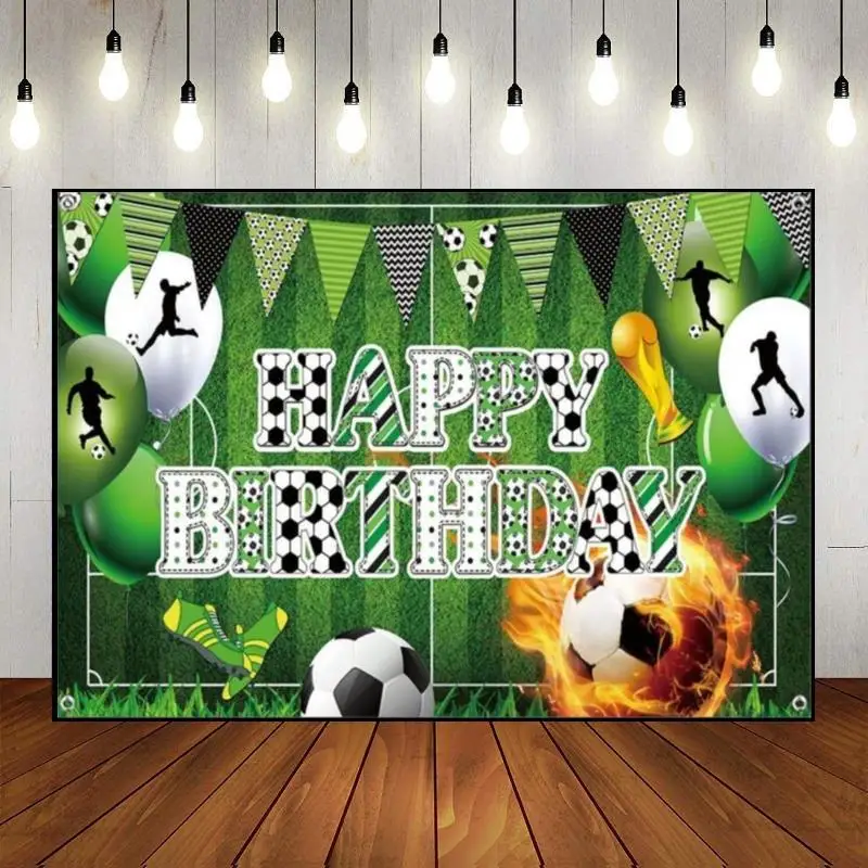 Soccer Football Field Sports Background Birthday Decoration Freedom Baby Shower Game Custom Backdrop Photo Goal Shoot Banner