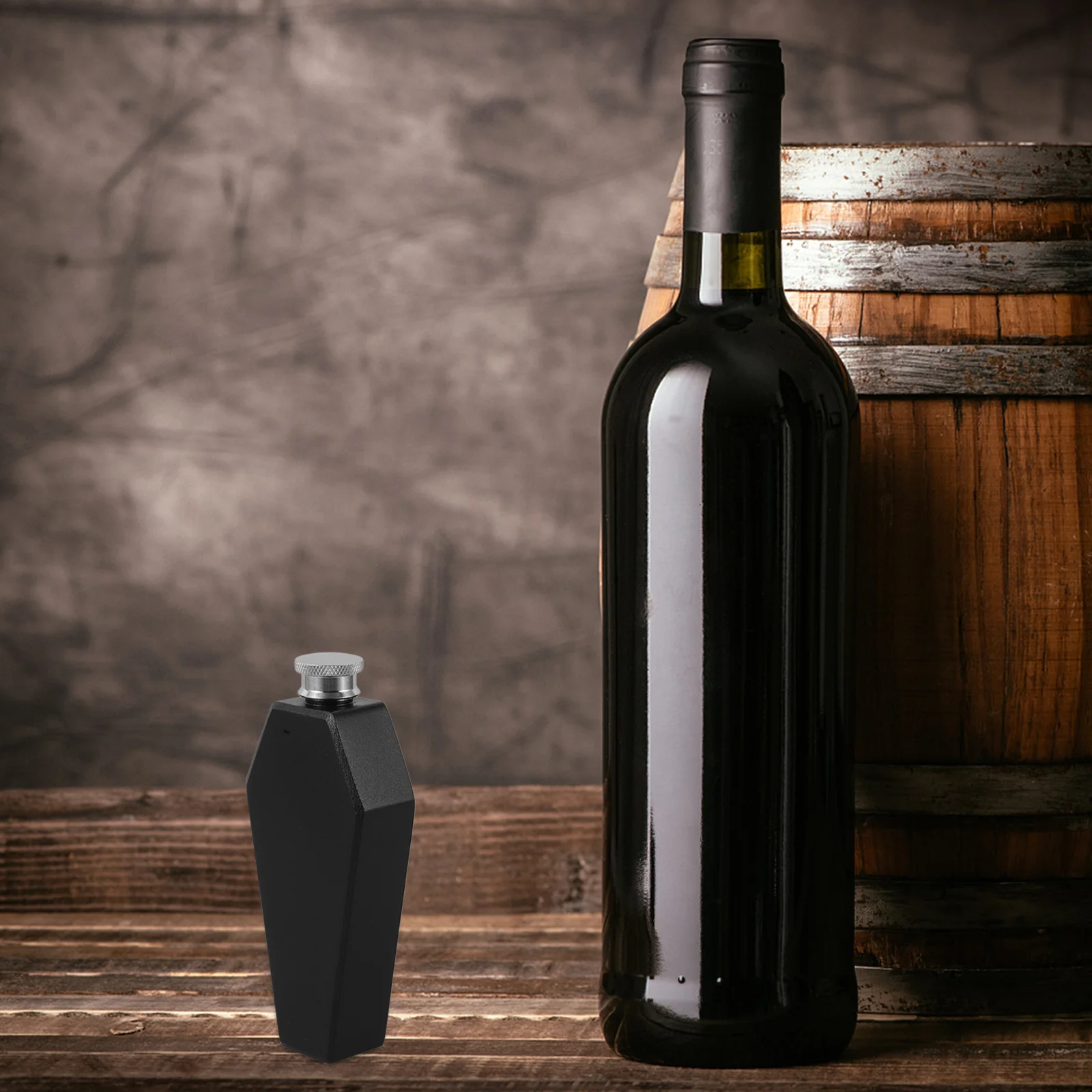 

Black 3.5oz Coffin Flask 304 Stainless Steel Leakproof Hip Flask Portable Mini Liquor Bottle Whiskey Canteen Halloween Accessory