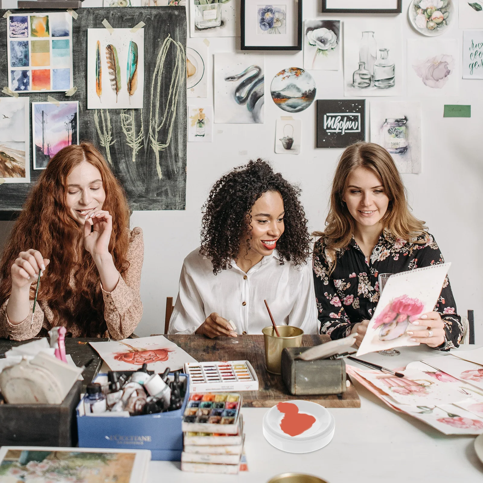 

1Set Five-Layer Stackable Ceramic Paint Mixing Tray Round Palette Suitable for Watercolors Pigments Artists Paint Mixing Tray