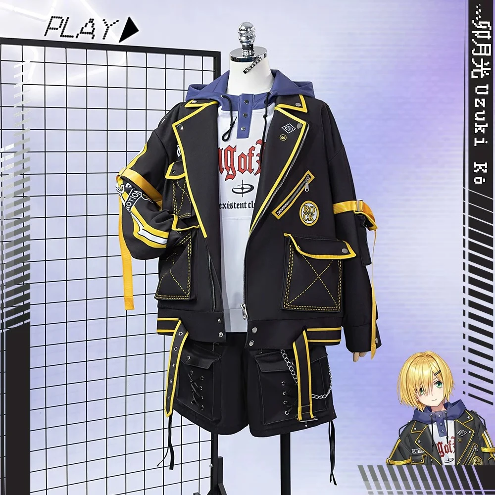 

Tuber Hikari Tsukimi Cosplay Costume Space Theme Outfit for Men Anime Uniform With Coat Halloween Carnival Party Suit AniMuse