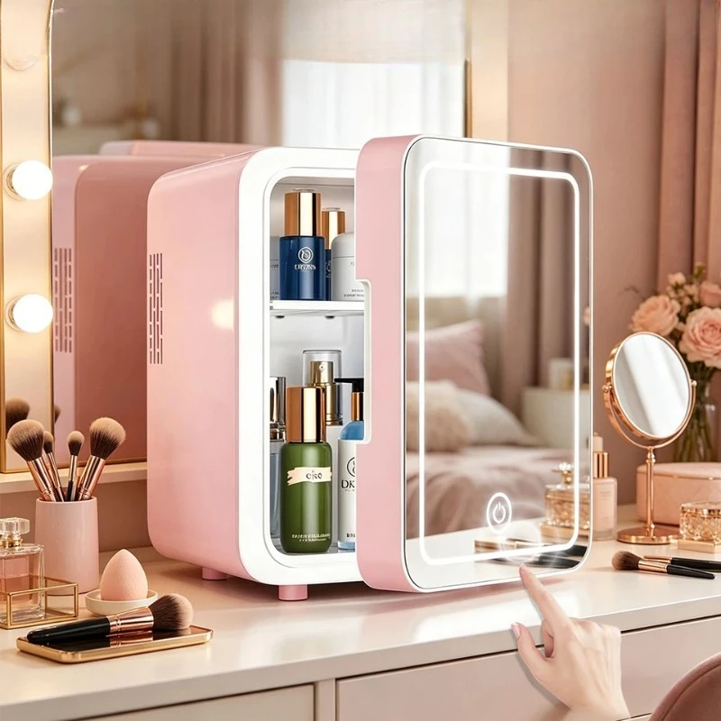 

6L/9L LED Mirror Mini Fridge With Light 12V 240V Portable Cosmetic Refrigerator Cooler Warmer for Car Home Makeup Skincare