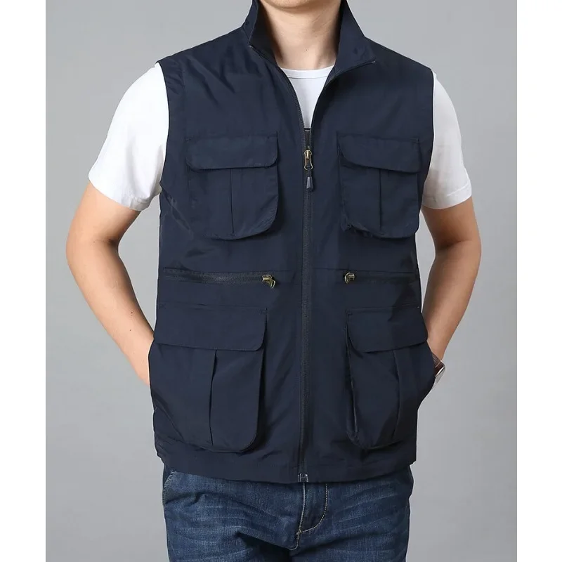 Waterproof Denim Vest Plus Size Outerwear Hunting Coat Windbreaker Work Men Fishing Clothing MAN Best Camping Large Men's Luxury